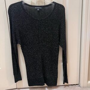INC International Concepts Black and Silver Knit Top